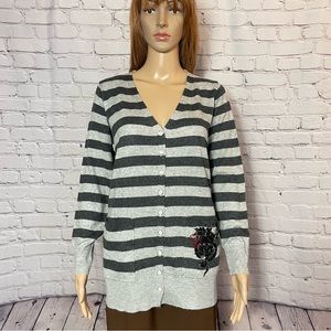 NWT New John Fashion Wool Blend Stripe Cardigan Size M